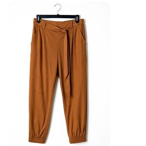 Mi Ami‎ Brown Faux Suede
Paperbag Waist Pants Women's Size Large Tie Belt Jogger